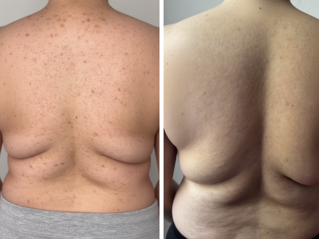 Taches pigmentaires dos : avant et après le protocole